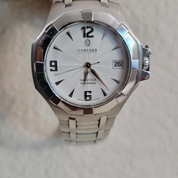 Concord Saratoga Ref 14.c2.1894 Swiss Auto Watch Silver Men's Luxury Statement - Picture 3 of 10
